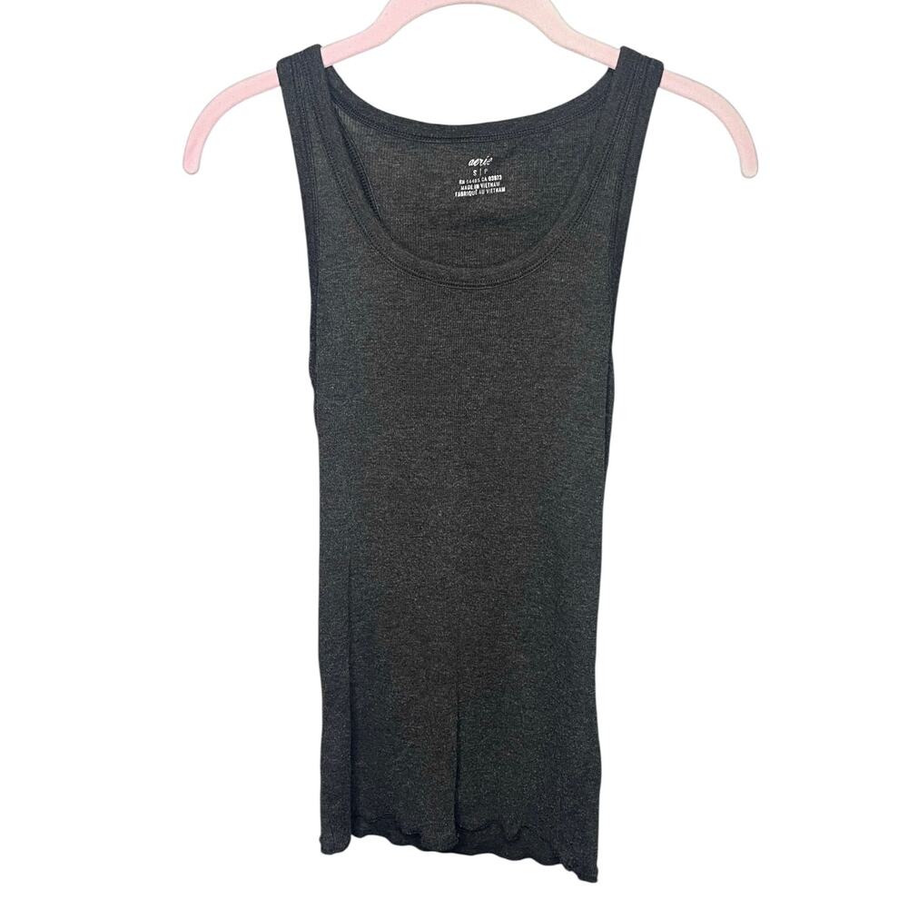 aerie cotton ribbed tank dark gray size small